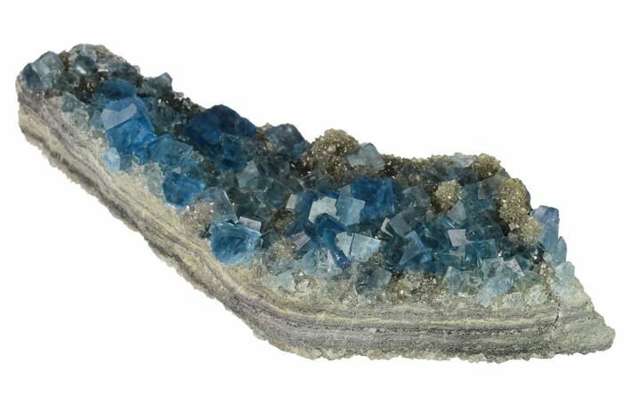 Blue Cubic Fluorite on Smoky Quartz - China #163165